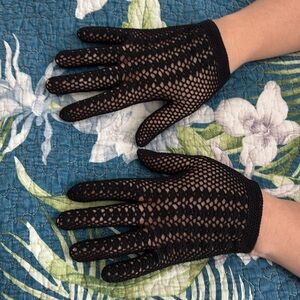 Vintage Stretch Knit Black Gloves Made in Italy